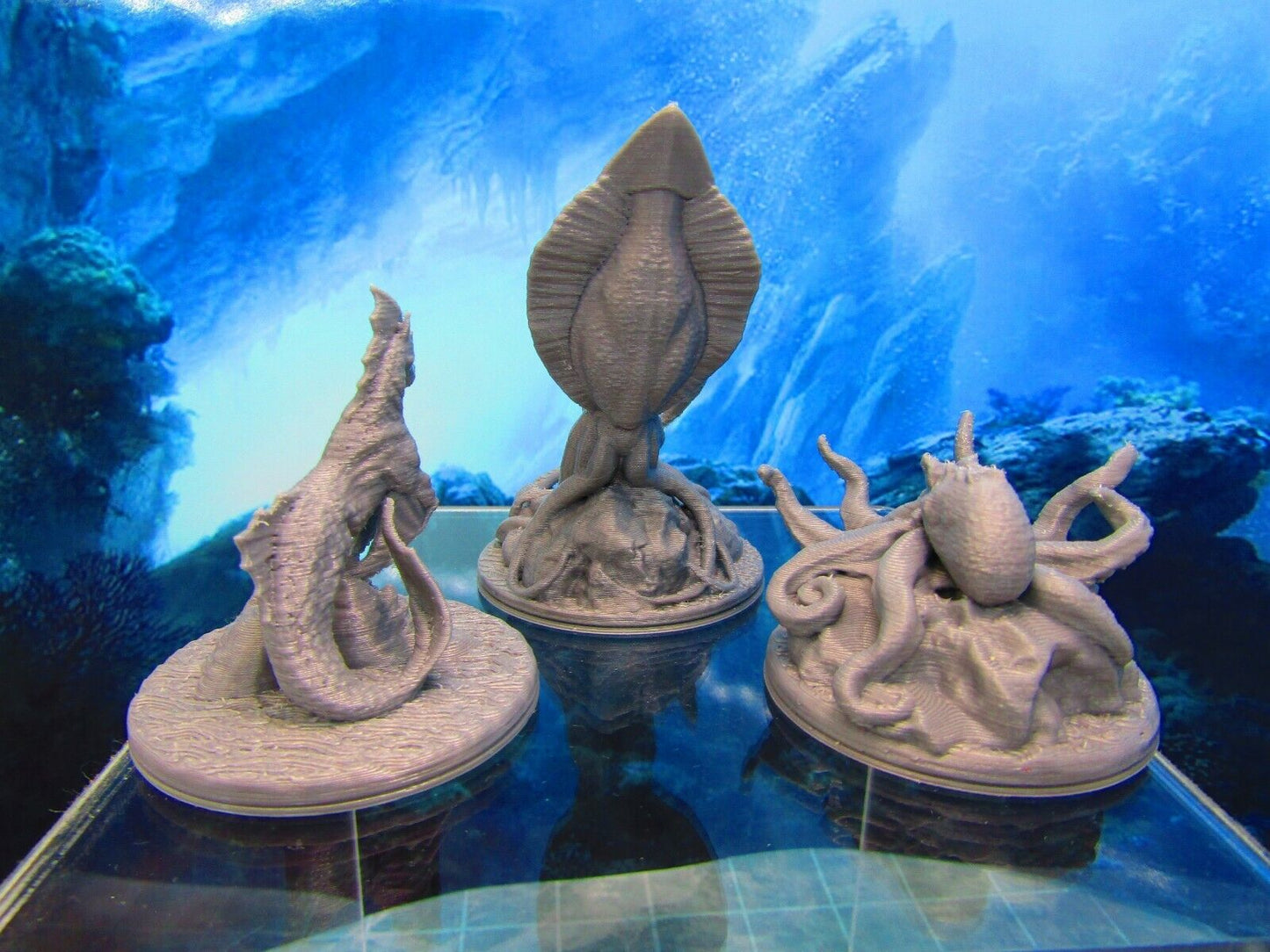 3pc Sea Creature Monster Set Mini Miniature 3D Printed Figure Model 28/32mm