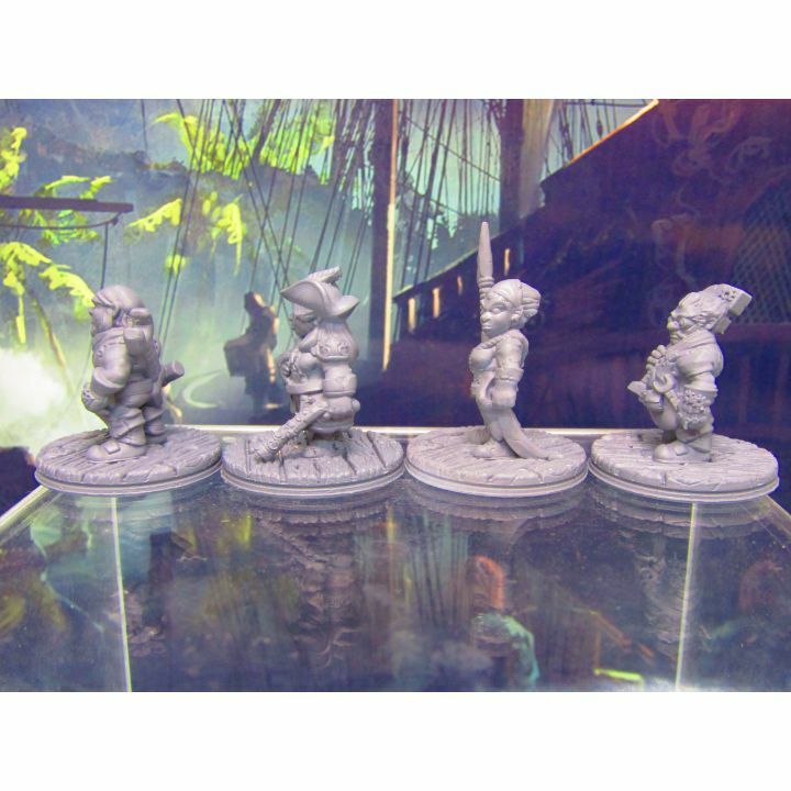 4pc Gnome Crew Mini Miniature Figure 3D Printed Model 28/32mm Scale Fantasy RPG