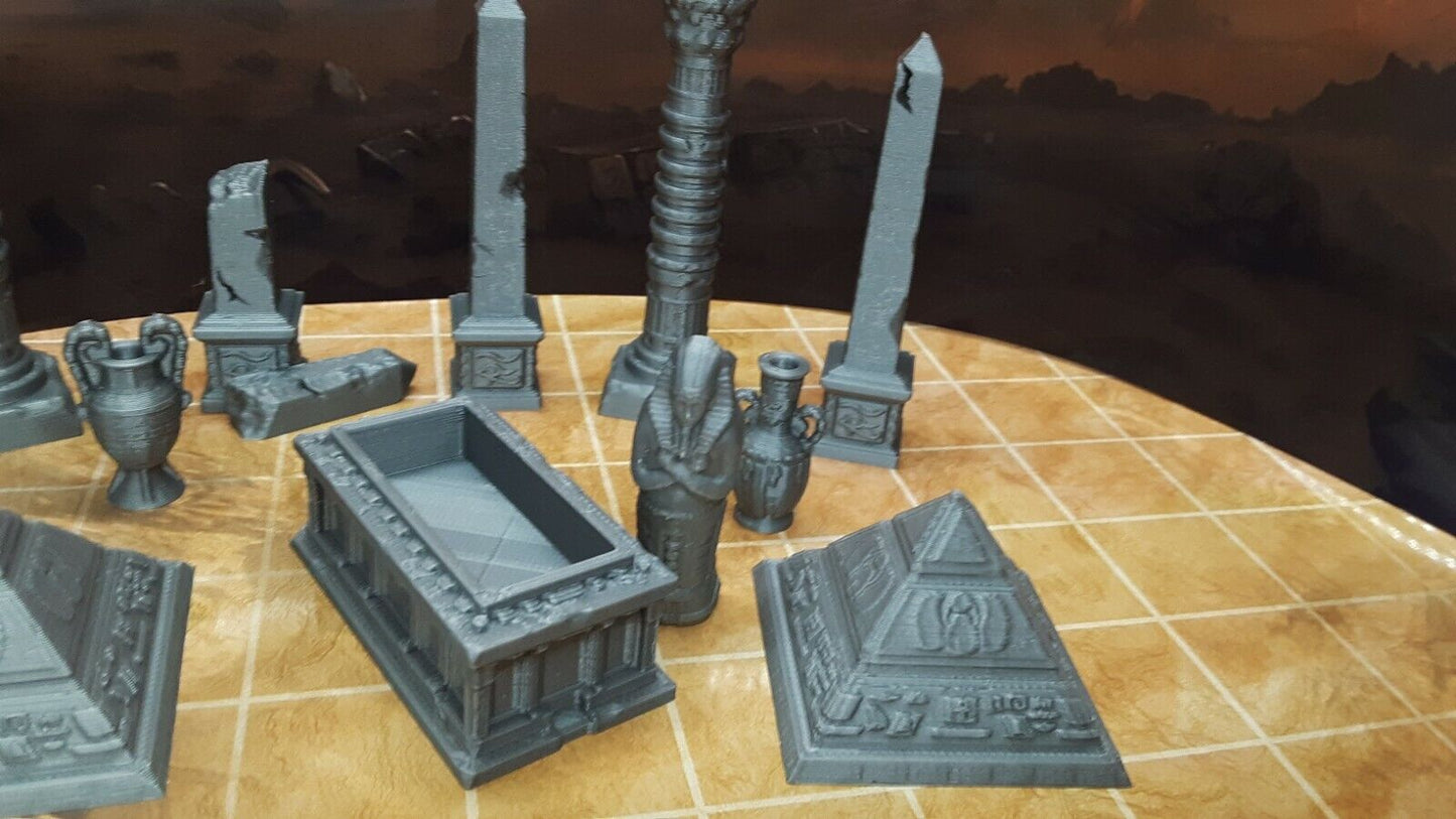 13 Piece Egyptian Tomb Decoration Set Mummy Pharaoh Scatter Terrain Scenery