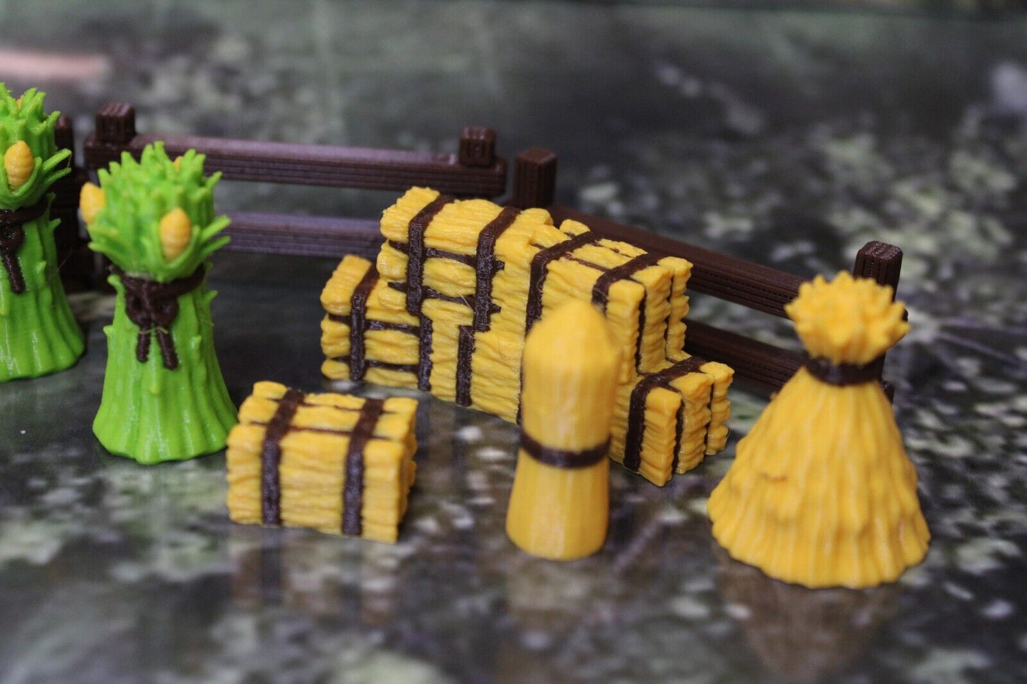14pc Color Farm Set w/ Fence Corn Shock Haystacks Autumn Fall Set Mini Miniature