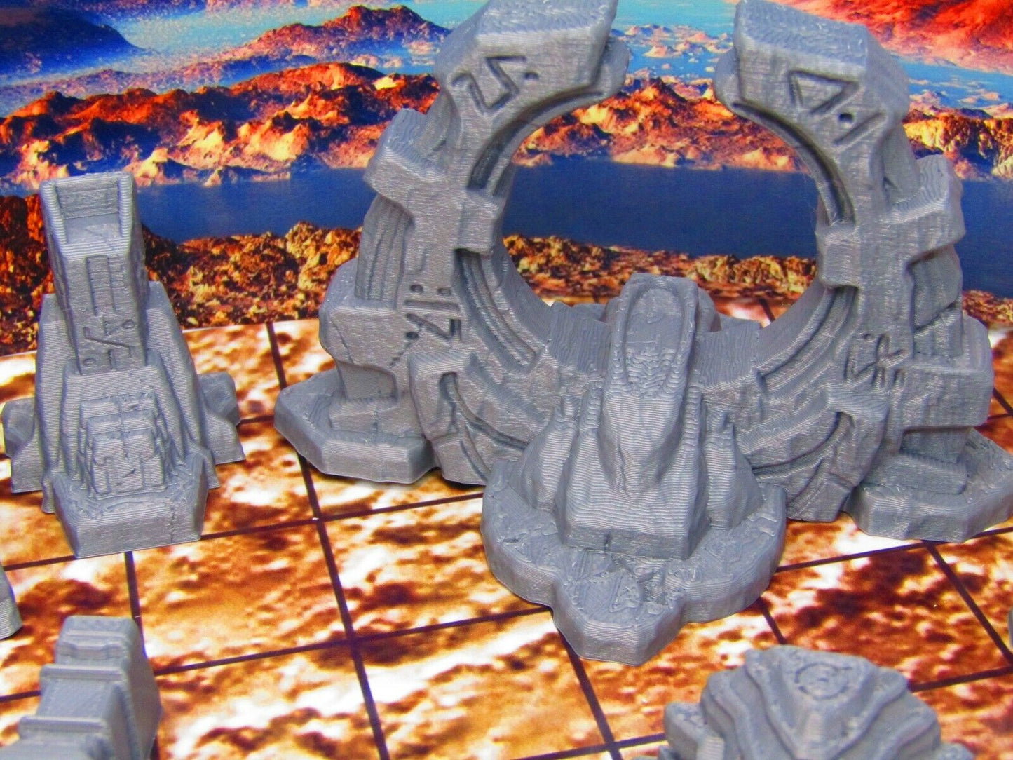 8 pc Ancient Runic Artifact Ruins Miniature Scatter Terrain Scenery 3D Printed