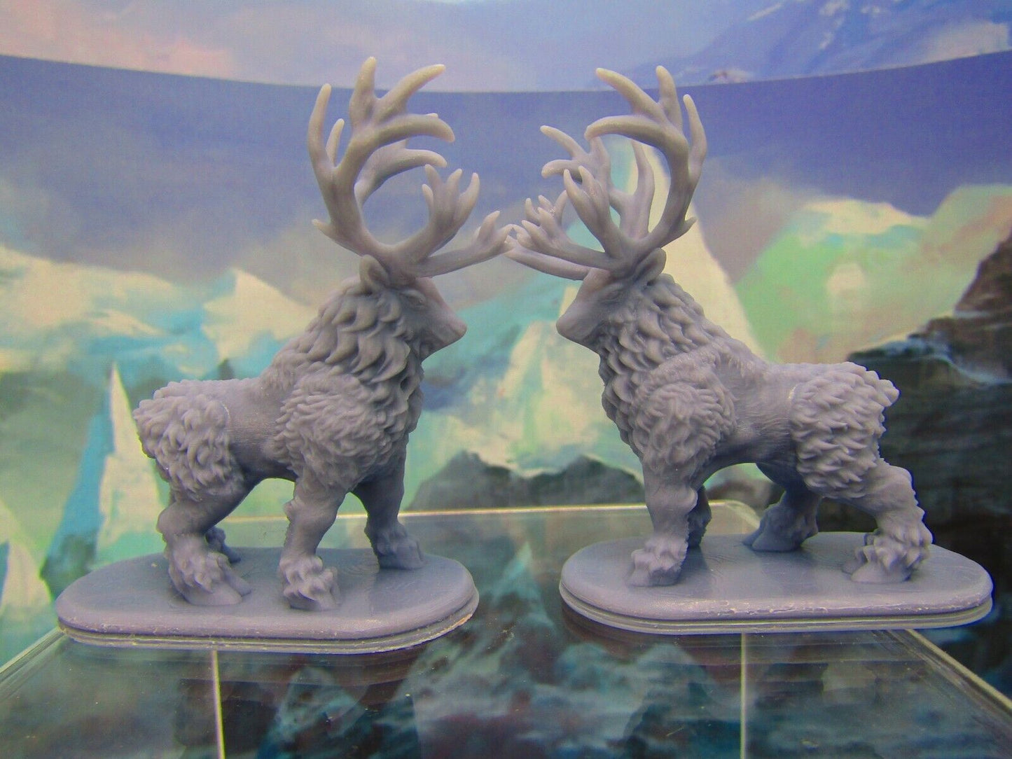 2x Reindeer Caribou Wildlife Miniatures Mini Figure Dungeons & Dragons D&D Model