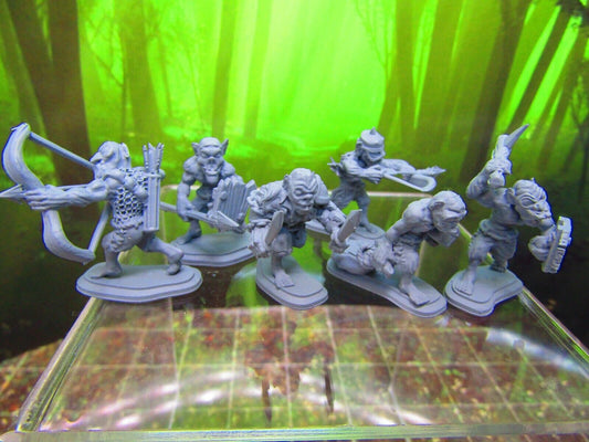 6pc Swamp Goblin Mob Set Mini Miniature 3D Printed Model 28/32mm Scale