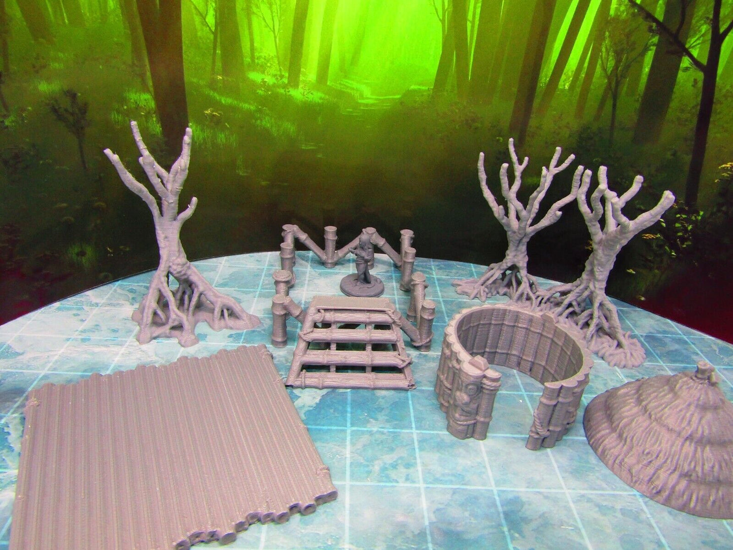 Swamp Hag Witch Marsh Hut + Trees Set Scatter Terrain Scenery 3D Printed Model