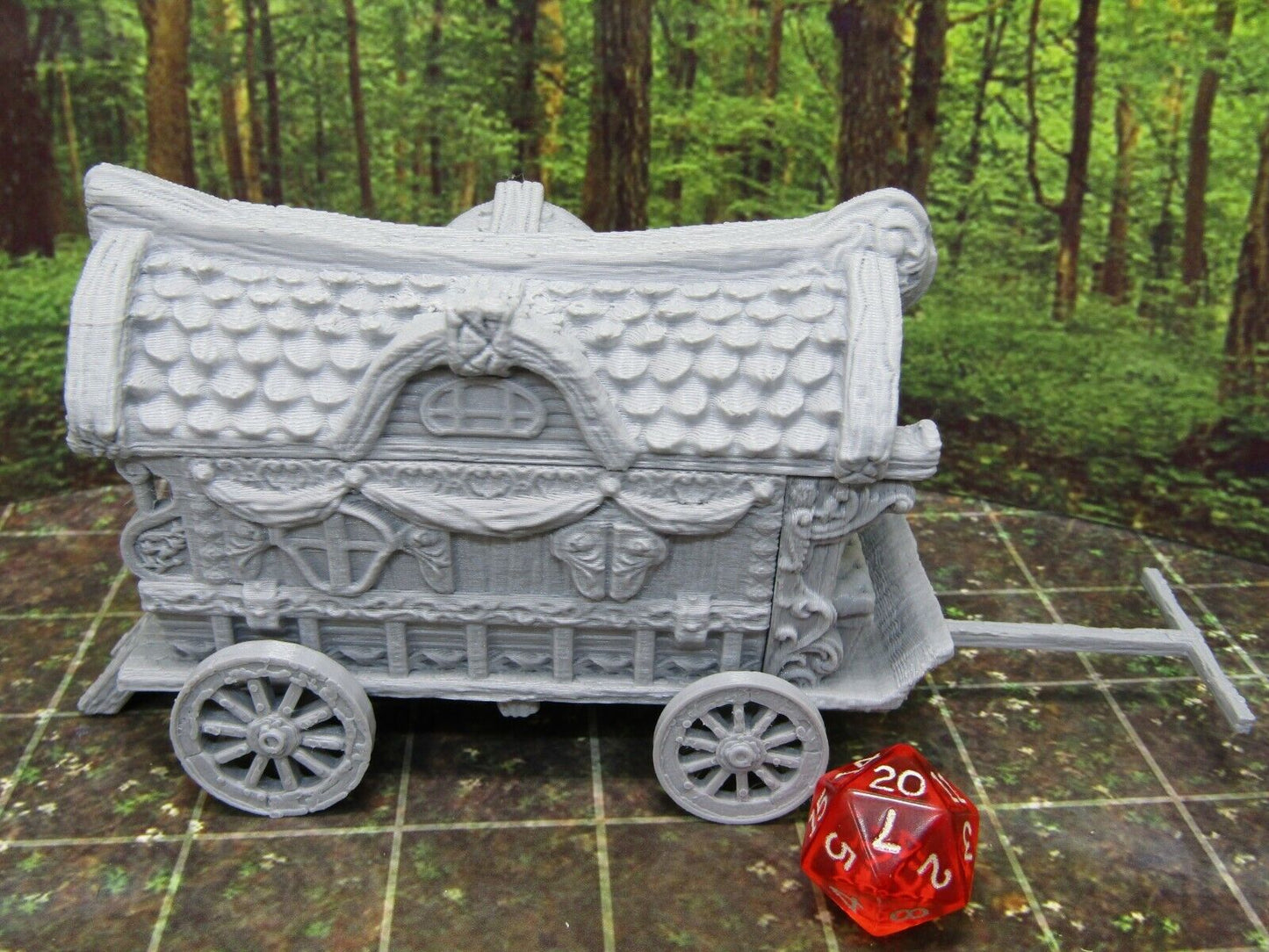 Fortune Teller Gypsy's Wagon & Horses Scenery Terrain 3D Printed Model 28/32mm