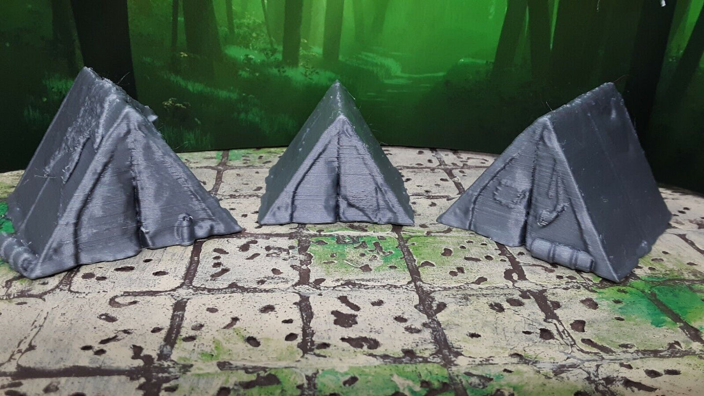 Adventurer's Camp w/ Tents, Campfire Scatter Terrain Dungeons & Dragons 28mm