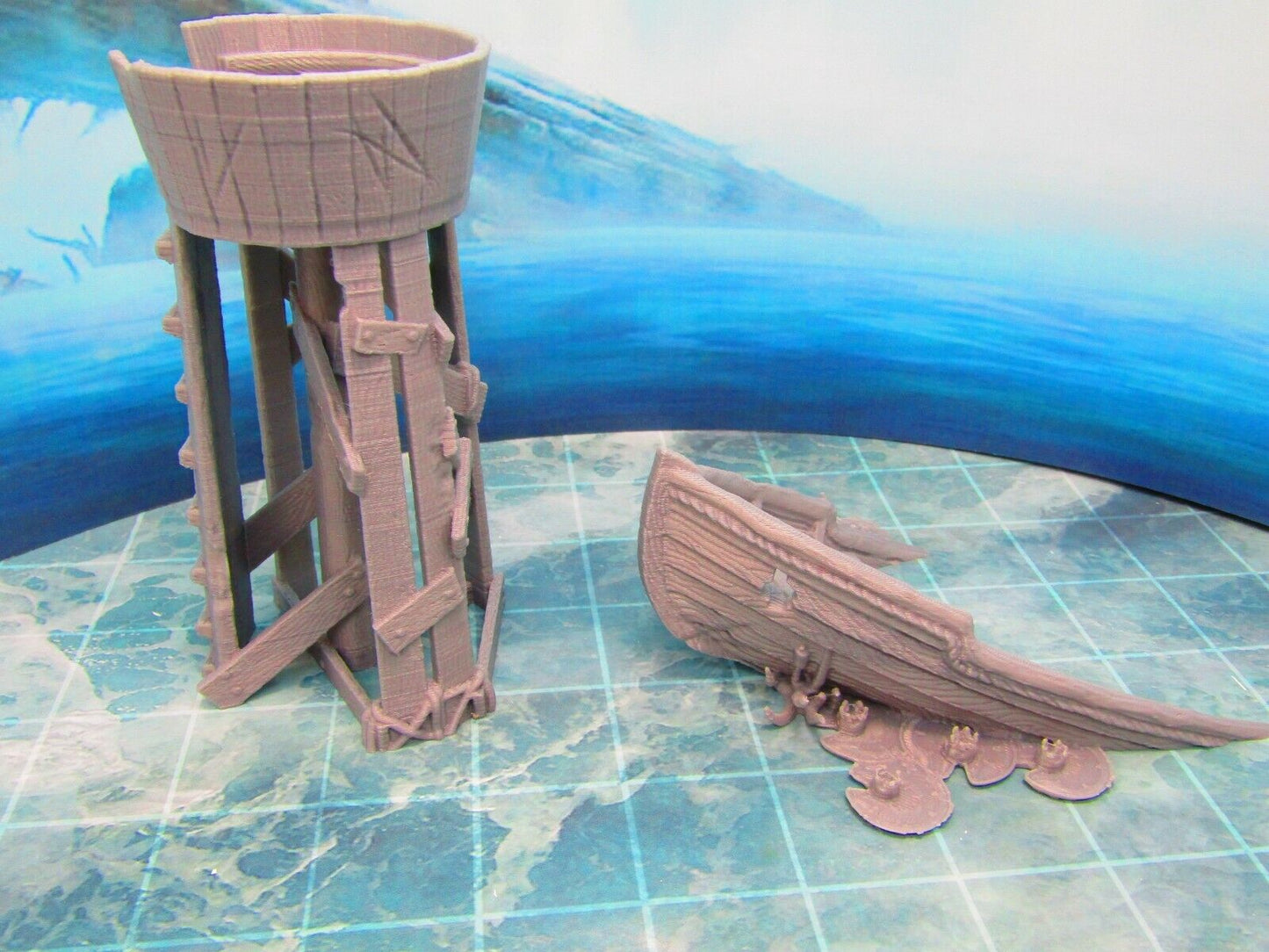 Sunken Boat w/ Crow's Nest Watchtower Scatter Terrain Scenery