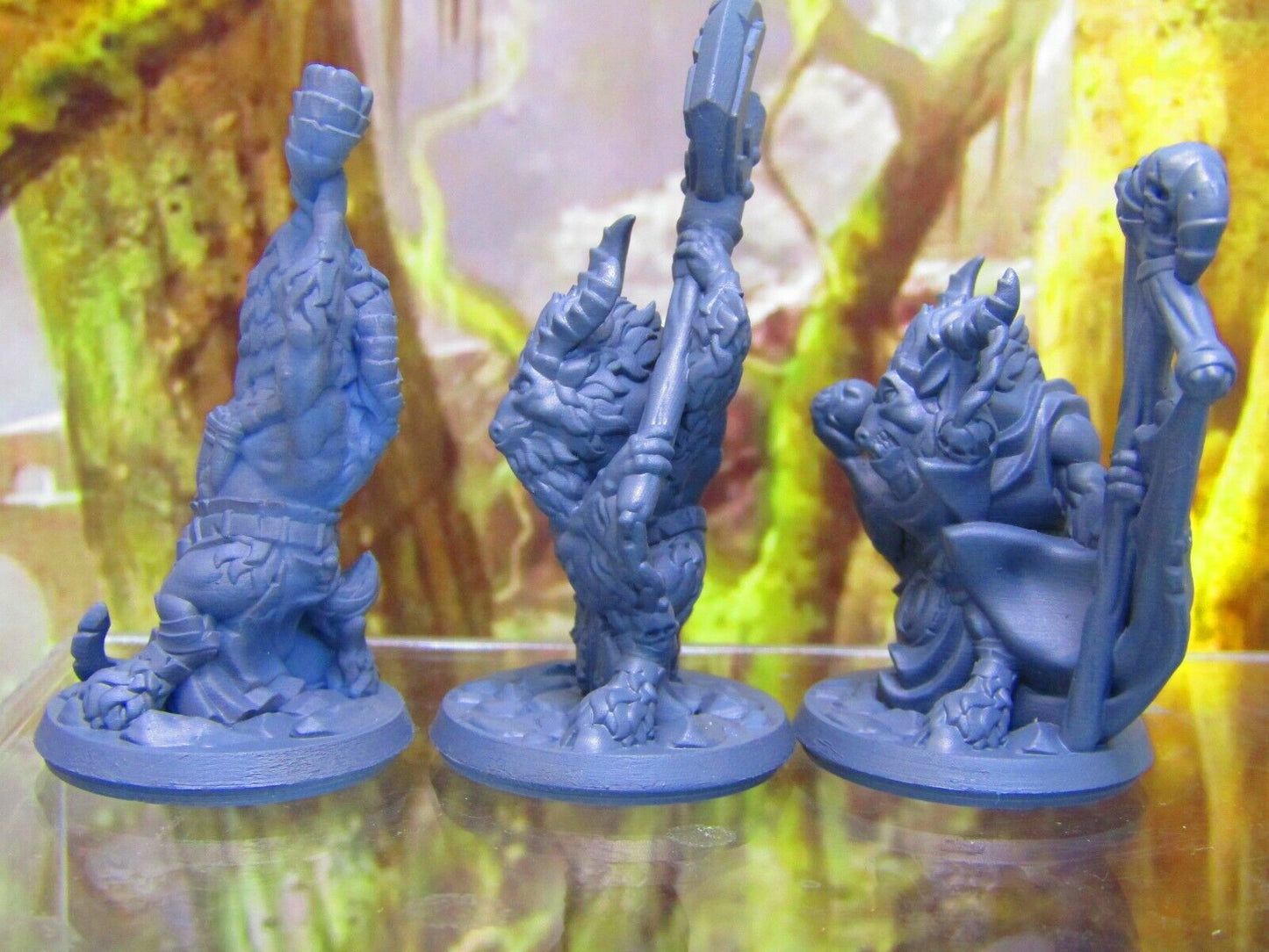 3pc Goatman Tribe War Party Mini Miniature Figure 3D Printed Model 28/32mm Scale