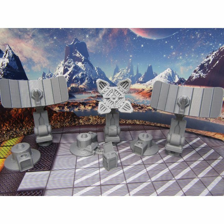 Com Tower & Satellite Dishes Scatter Terrain Scenery Miniature 3D Printed Model