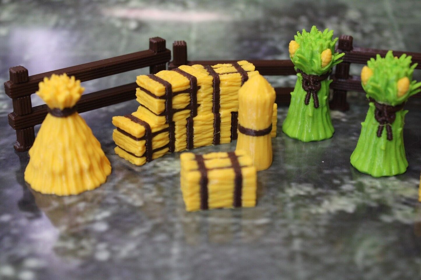 14pc Color Farm Set w/ Fence Corn Shock Haystacks Autumn Fall Set Mini Miniature