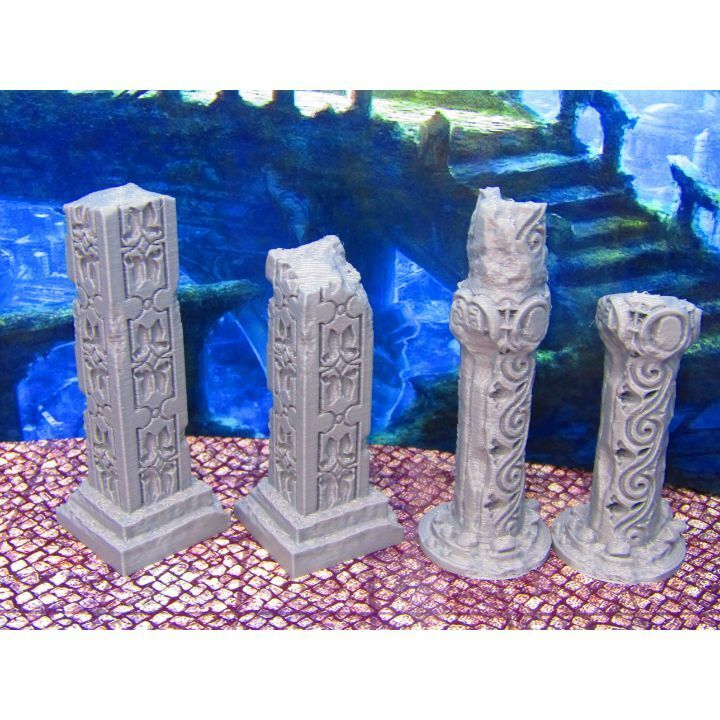 Atlantis Style Atlantean Sunken Pillars Columns Scenery Scatter Terrain Props