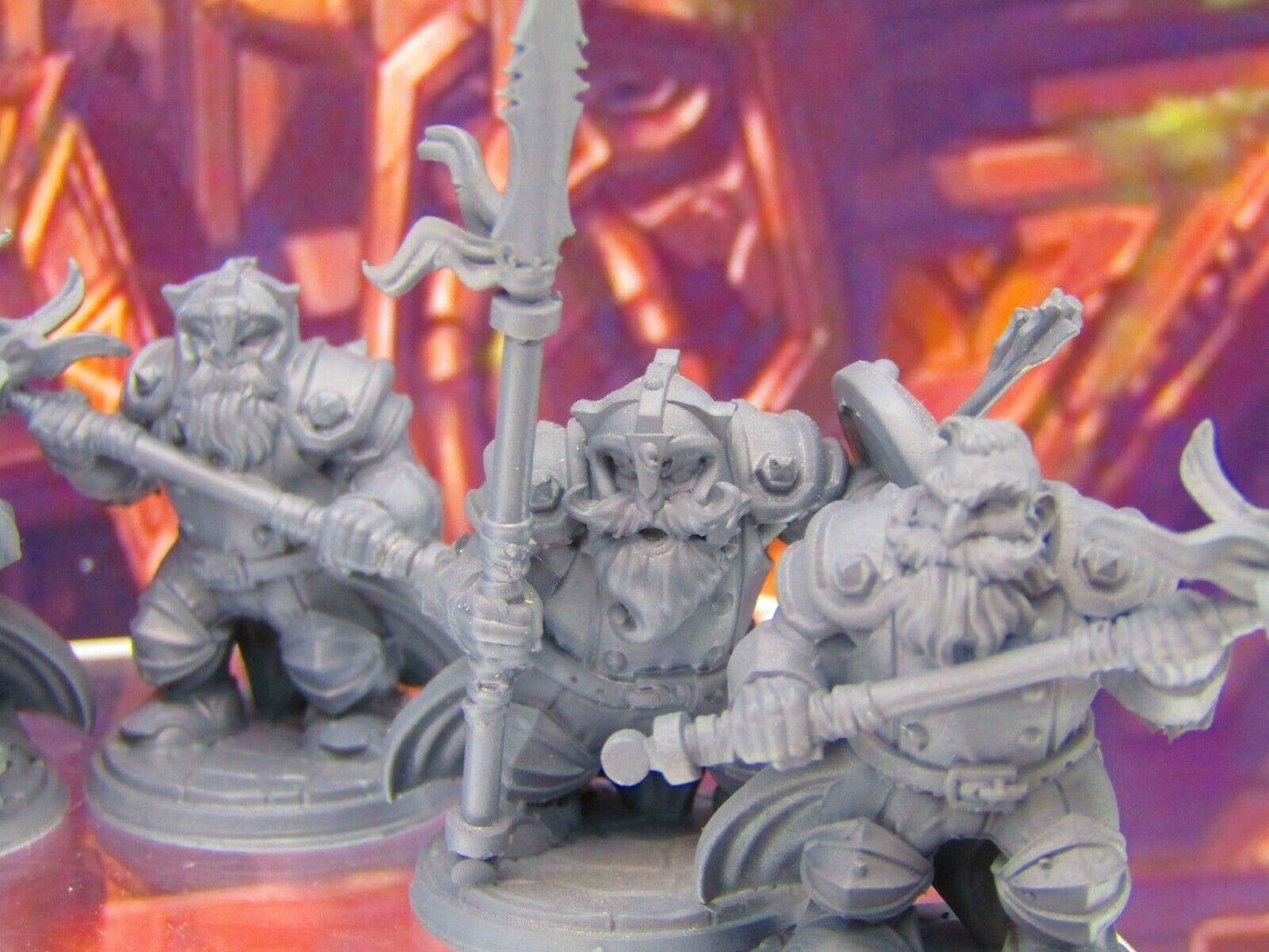 6pc Dwarf Spearmen Fighters Soldiers Mini Miniature Figure 3D Printed Model DnD