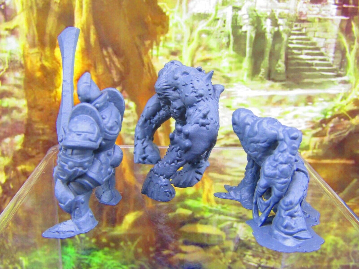 3pc Golem Set Clay, Flesh, Metal Mini Miniatures 3D Printed Resin Model