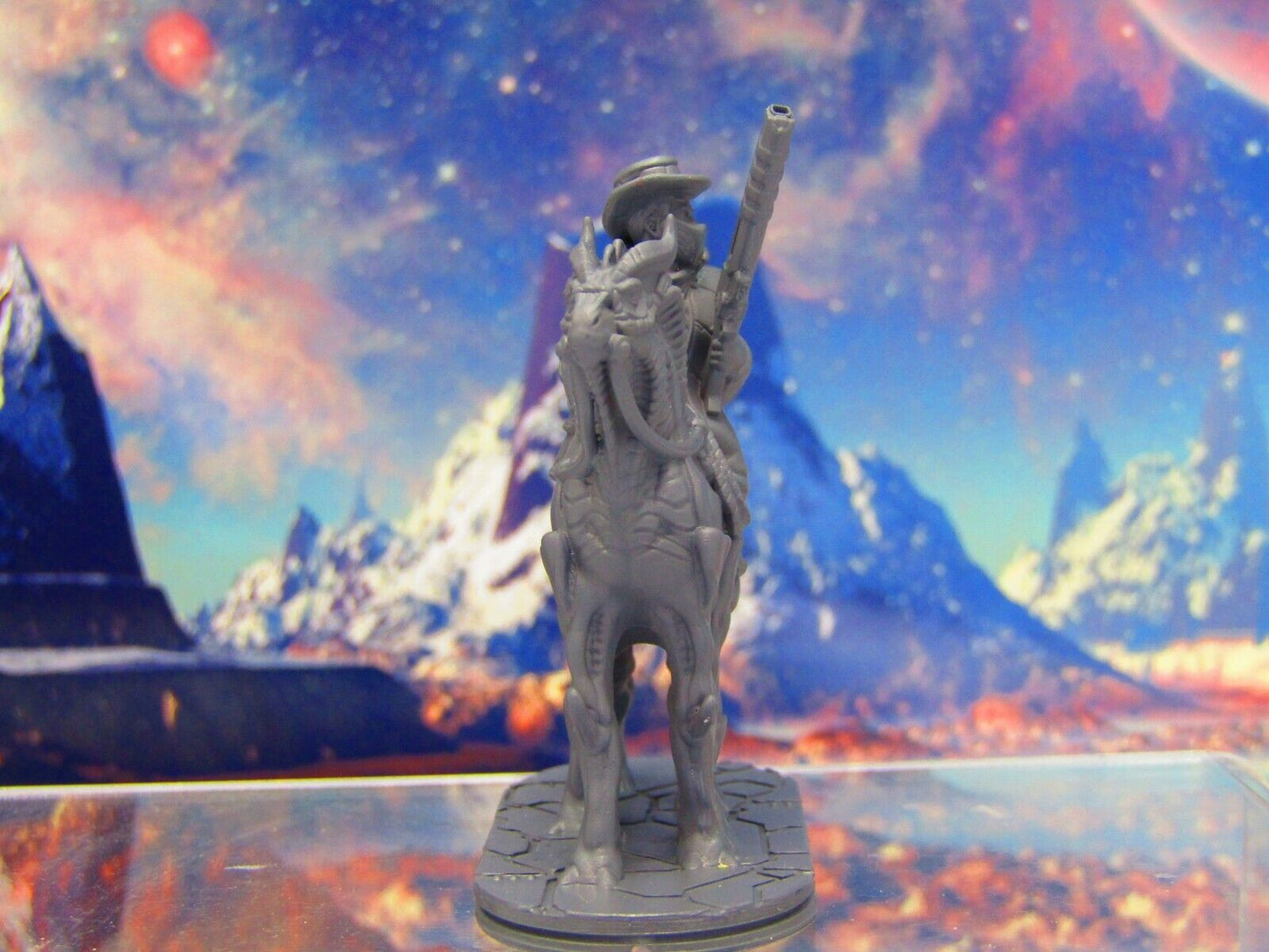 Mounted Space Cowboy Sheriff Riding Alien Horse Mini Miniature 3D Printed Model