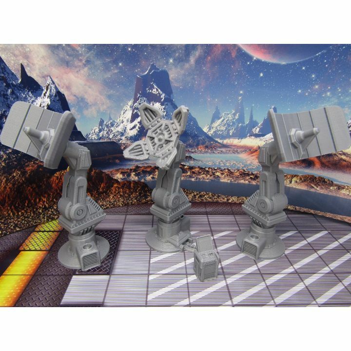 Com Tower & Satellite Dishes Scatter Terrain Scenery Miniature 3D Printed Model
