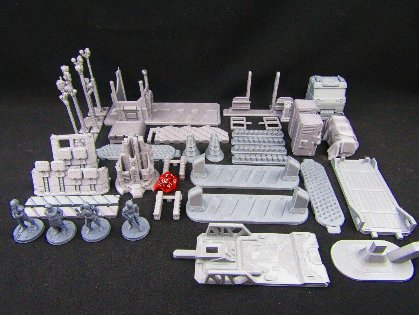 40pc Security Military Checkpoint Gate w/ Truck, Cargo & Minis Scenery SciFi