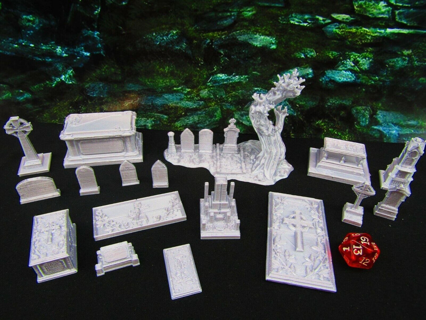 17pc Gravestone Tombstone Set Graveyard / Cemetery Scatter Terrain Scenery