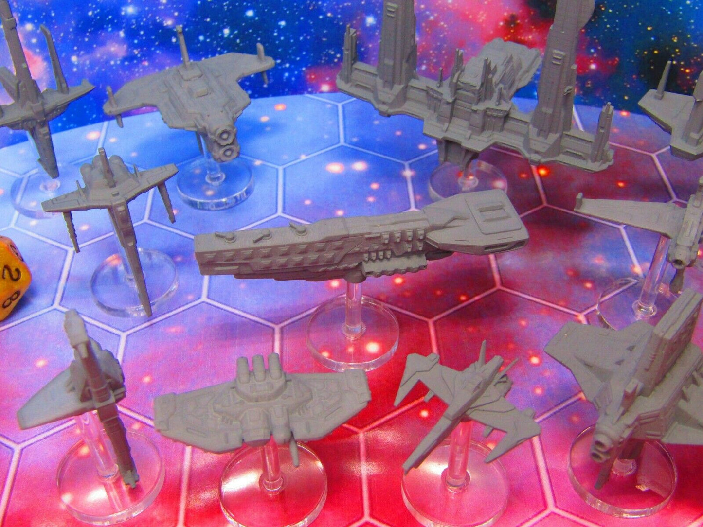 14pc Harmonium Alliance Military Space War Gaming Set w/ Flight Stands & Rods