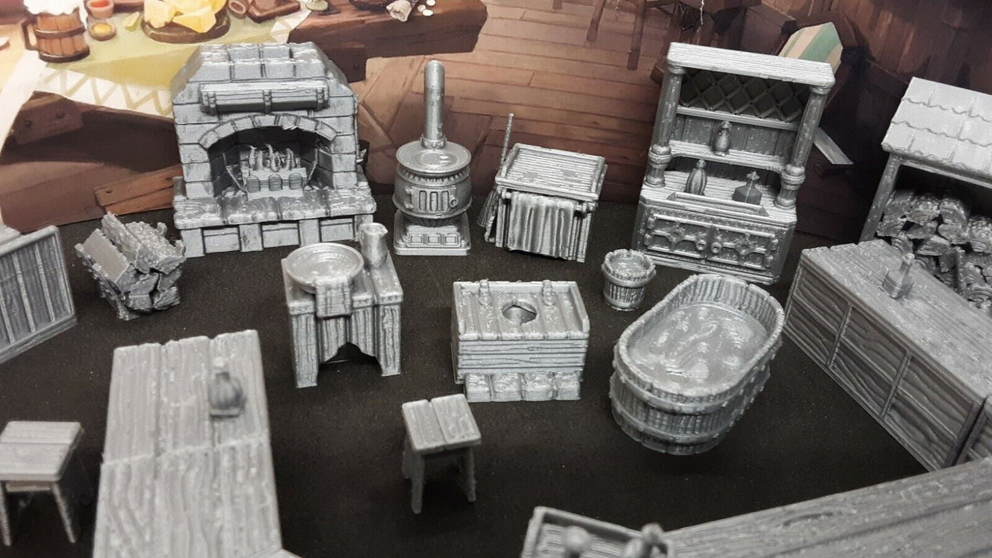 37 Piece Inn & Tavern Bar Set Scatter Terrain Dungeons & Dragons Mini Model