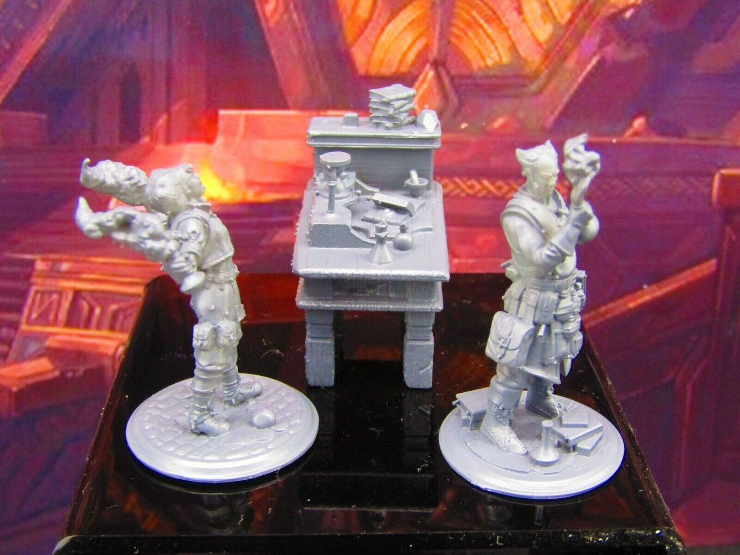 Alchemists Mad Scientist Pair & Workshop Desk Mini Miniature Model Character