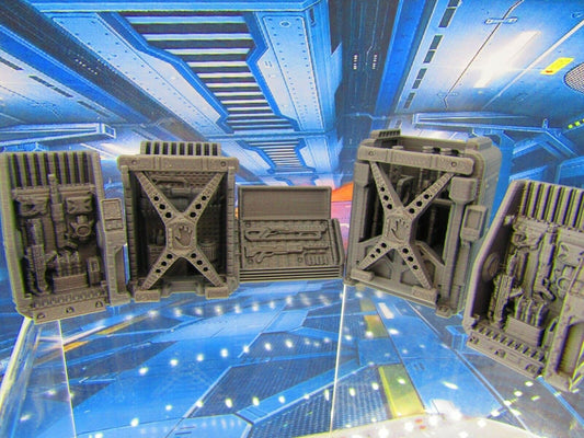 6pc Weapons Arms Racks Armory Miniatures 3D Printed Model 28/32mm Scale Sci Fi