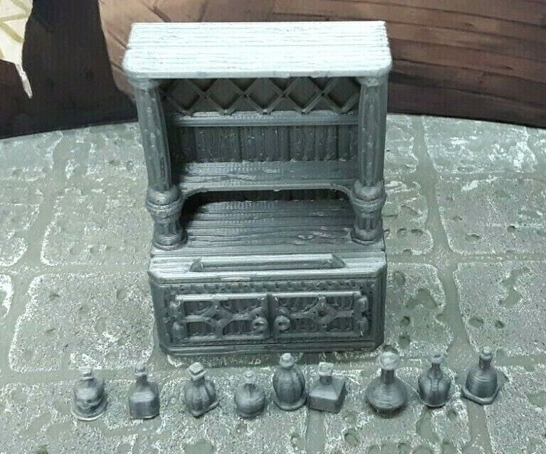 10 Piece Liquor Cabinet & Bottles Scatter Terrain Dungeons & Dragons Mini Model