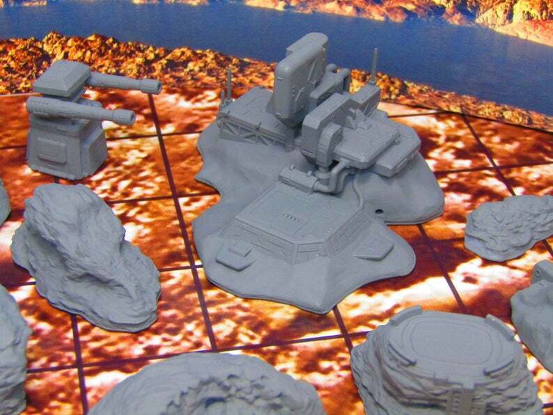 16 Piece Ground Surface Canyons Military Base Defense Installations Set