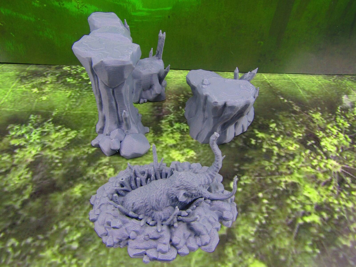 3pc Mammoth Ambush Prehistoric Caveman Tribal Trap Set Scatter Terrain Scenery