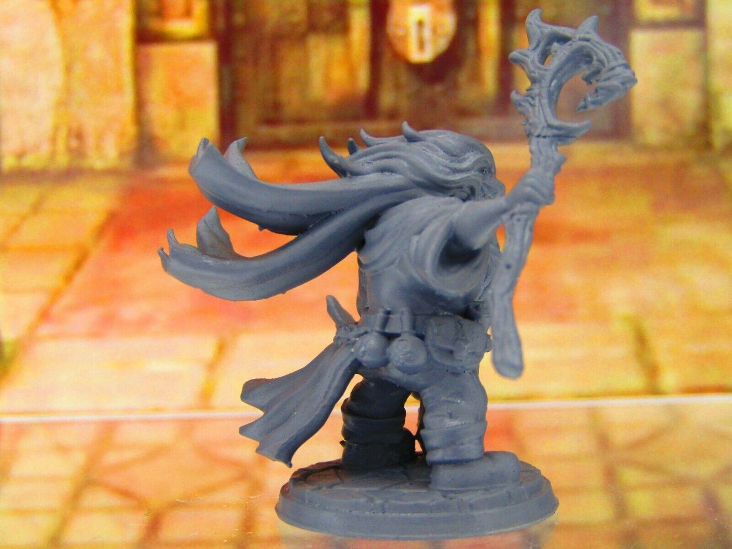 Hesur Stormbearer Wizard Sorcerer Magician w/ Staff Dwarf Mini Miniature 3D
