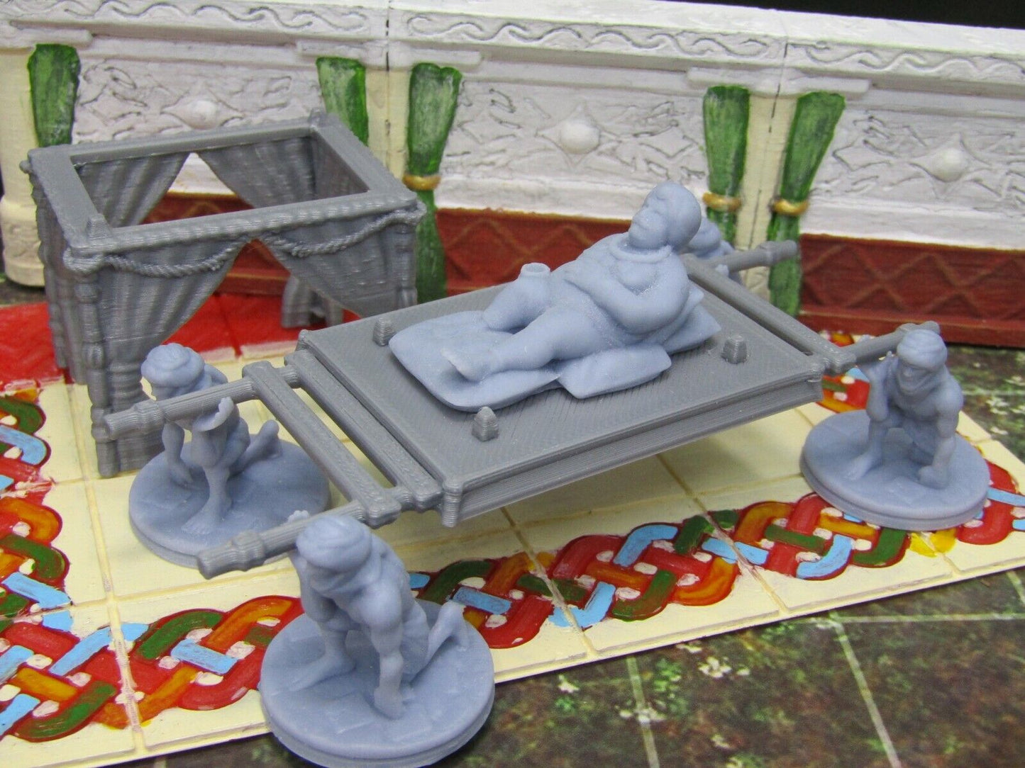 Sultan w/ Slaves and Palanquin Mini Miniature Figure Scenery Terrain 3D Printed