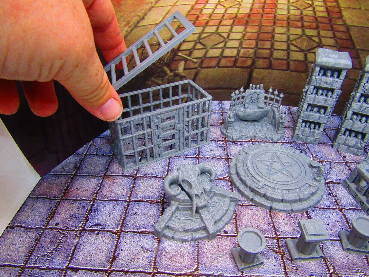 11pc Torture Chamber Occult Sacrificial Prison Scenery Scatter Terrain Props 3D