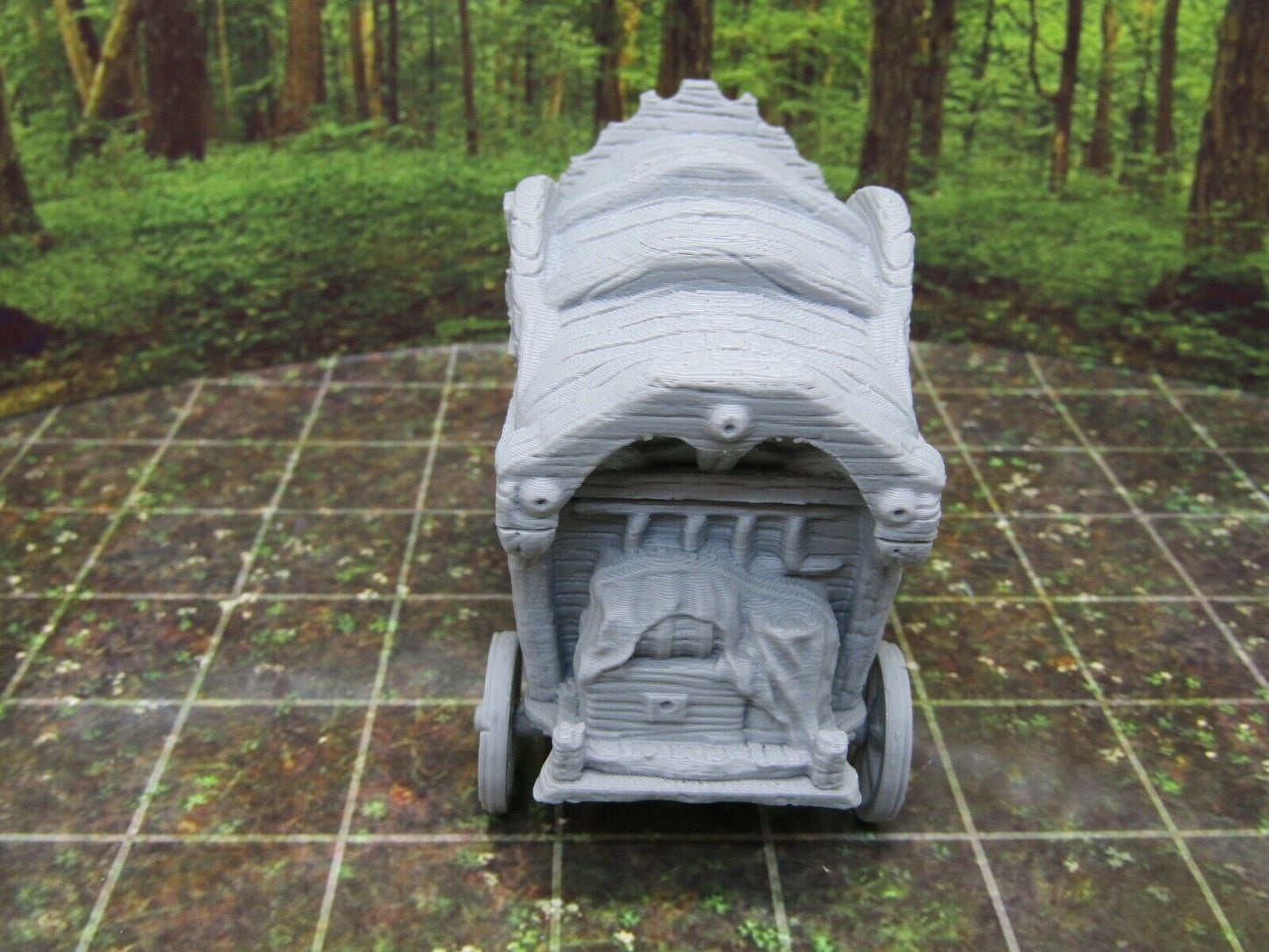Travelling Merchant's Wagon & Horses Scenery Terrain 3D Printed Model 28/32mm