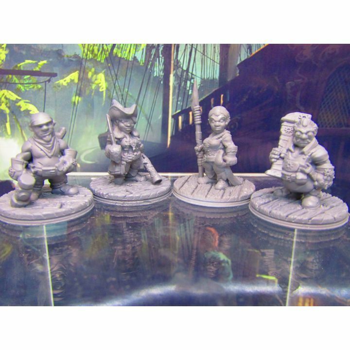 4pc Gnome Crew Mini Miniature Figure 3D Printed Model 28/32mm Scale Fantasy RPG