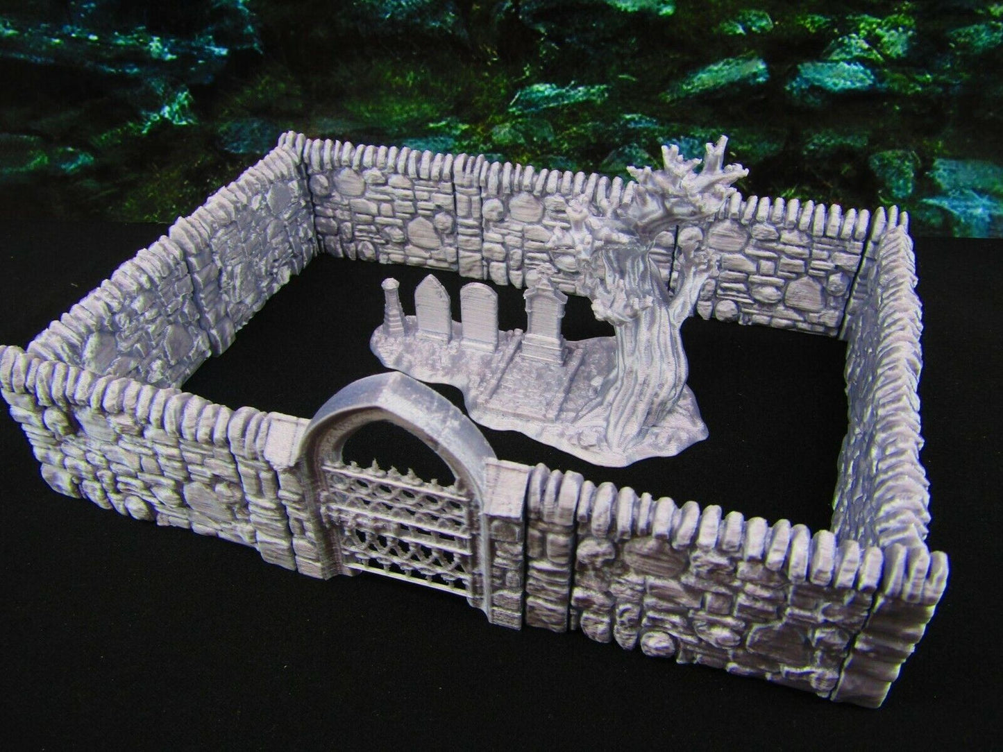 21pc Stone Wall Set w/ Family Grave Graveyard Cemetery Scatter Terrain Scenery