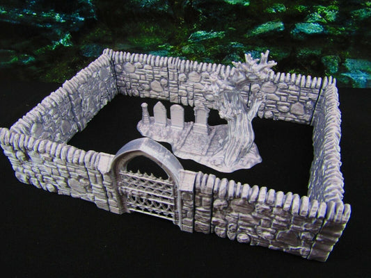 21pc Stone Wall Set w/ Family Grave Graveyard Cemetery Scatter Terrain Scenery