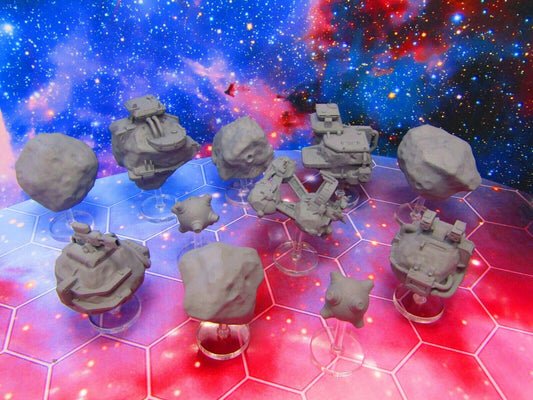 11 Piece Asteroid Space Ore Mines Starfinder Fleet Scale Starship Mini Miniature