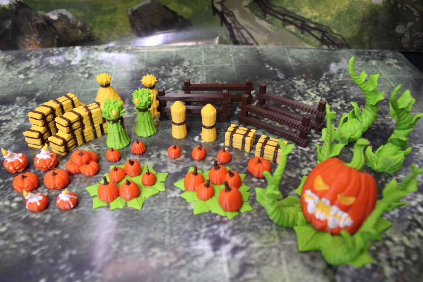 32pc Color Patchmaster Pumpkin Monster Jack o Lantern Encounter Scatter Terrain