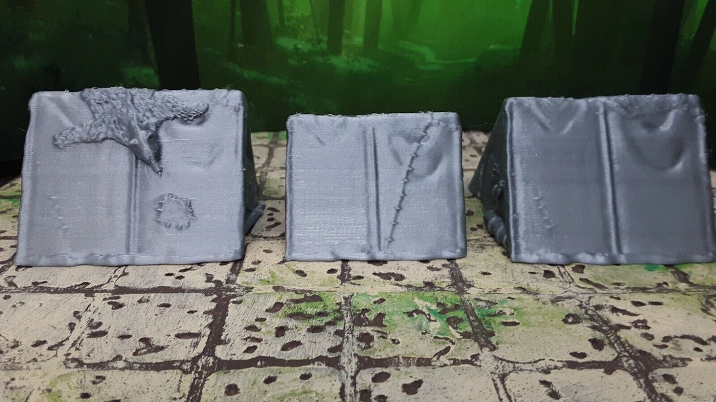 3 Piece Set Camping Tents Scatter Terrain Miniature Dungeons & Dragons 28mm