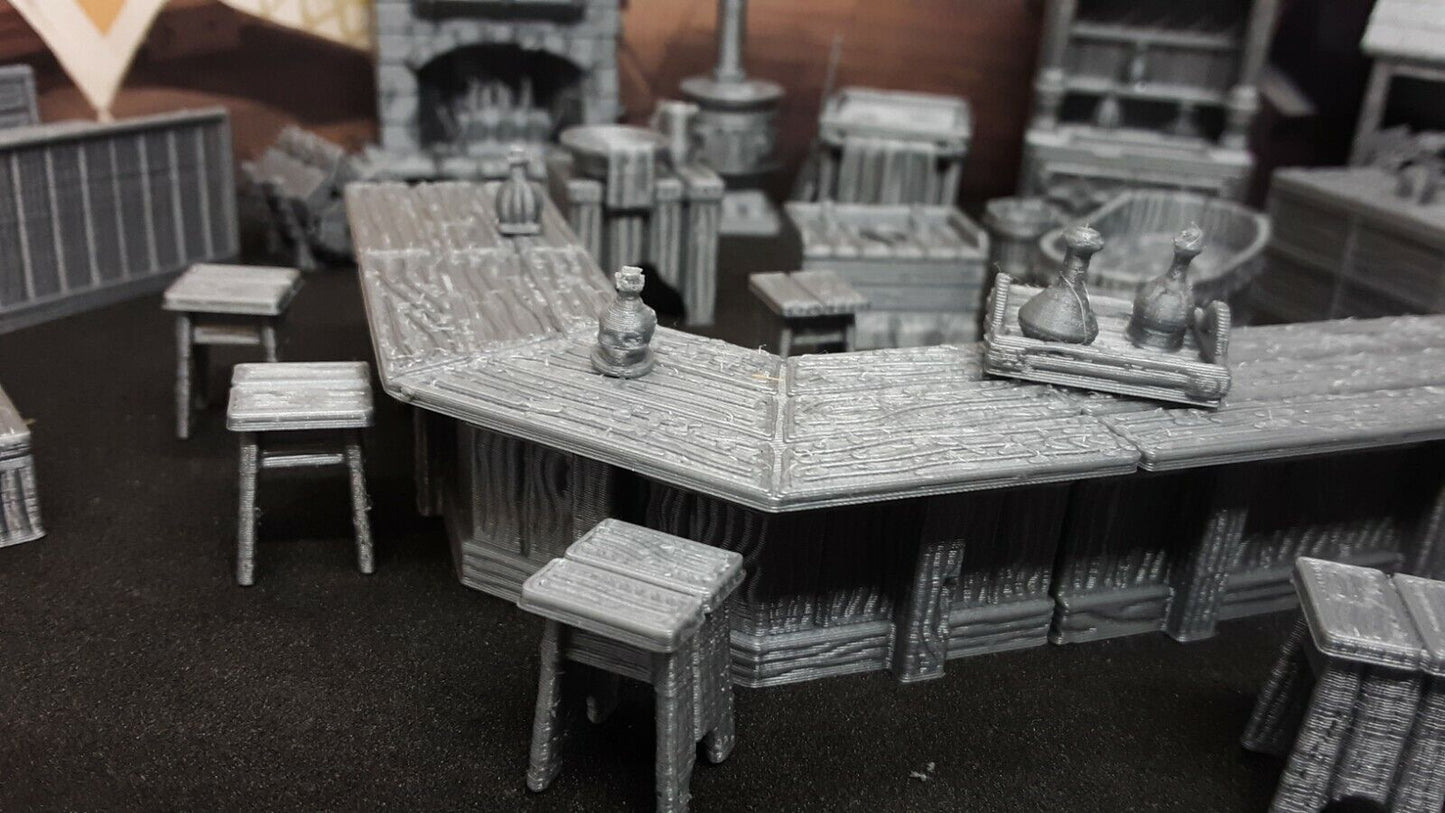 37 Piece Inn & Tavern Bar Set Scatter Terrain Dungeons & Dragons Mini Model