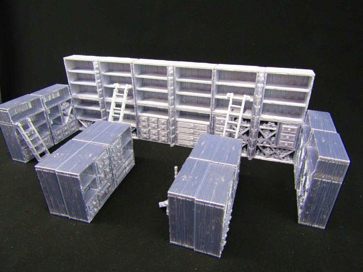 19pc Book Shelves Library Set Scatter Terrain Scenery 3D Printed Mini Miniature