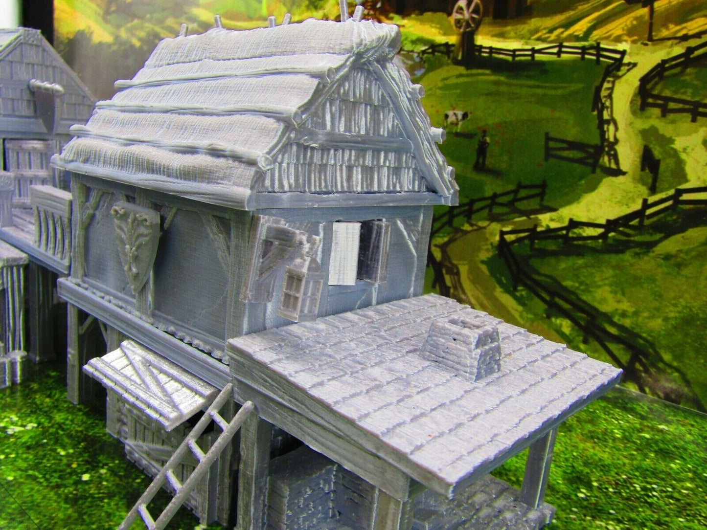 Village Center Mill, Stable, Blacksmith, & Shops Scatter Terrain Scenery 3D