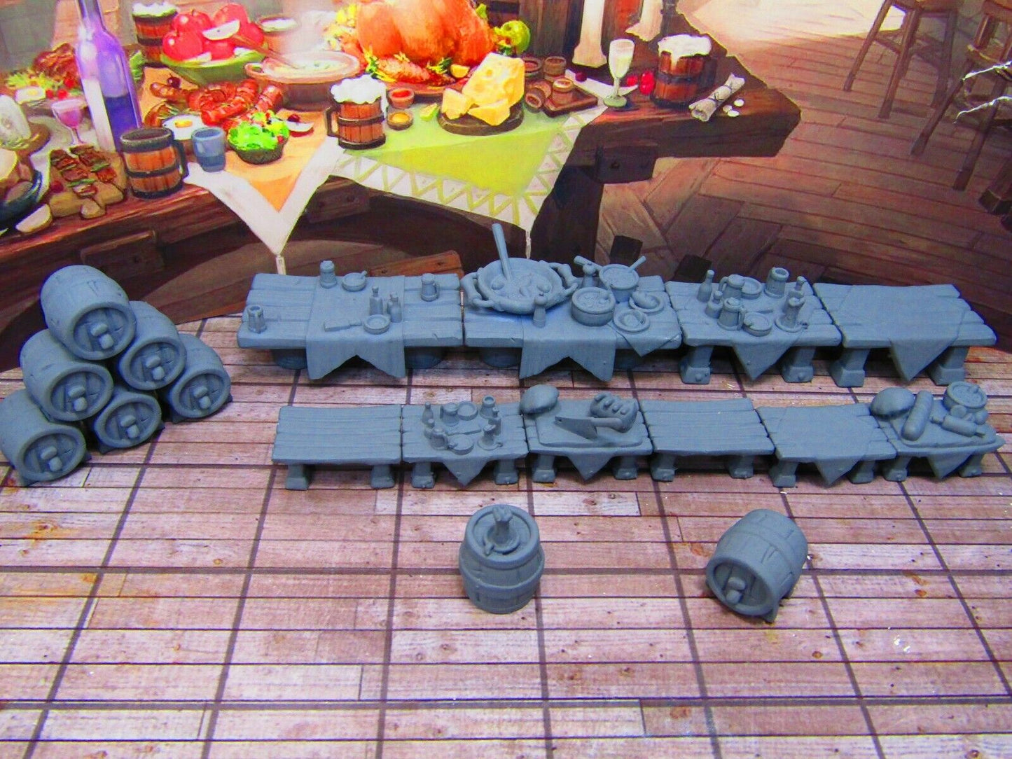 13pc Dining Room Banquet Dinner Set Scatter Terrain Scenery Props Miniatures 3D
