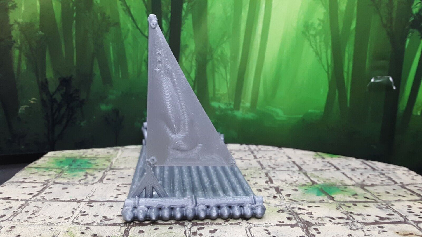 Boat Raft w/ Sail for Dungeons & Dragons Tabletop RPG Gaming 28mm Miniature