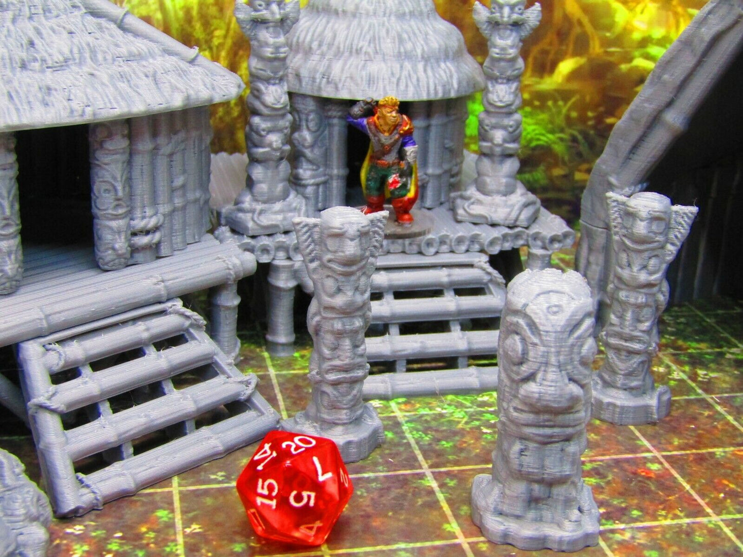 16pc Jungle Tribal Native Village Scatter Terrain Scenery 3D Printed Model