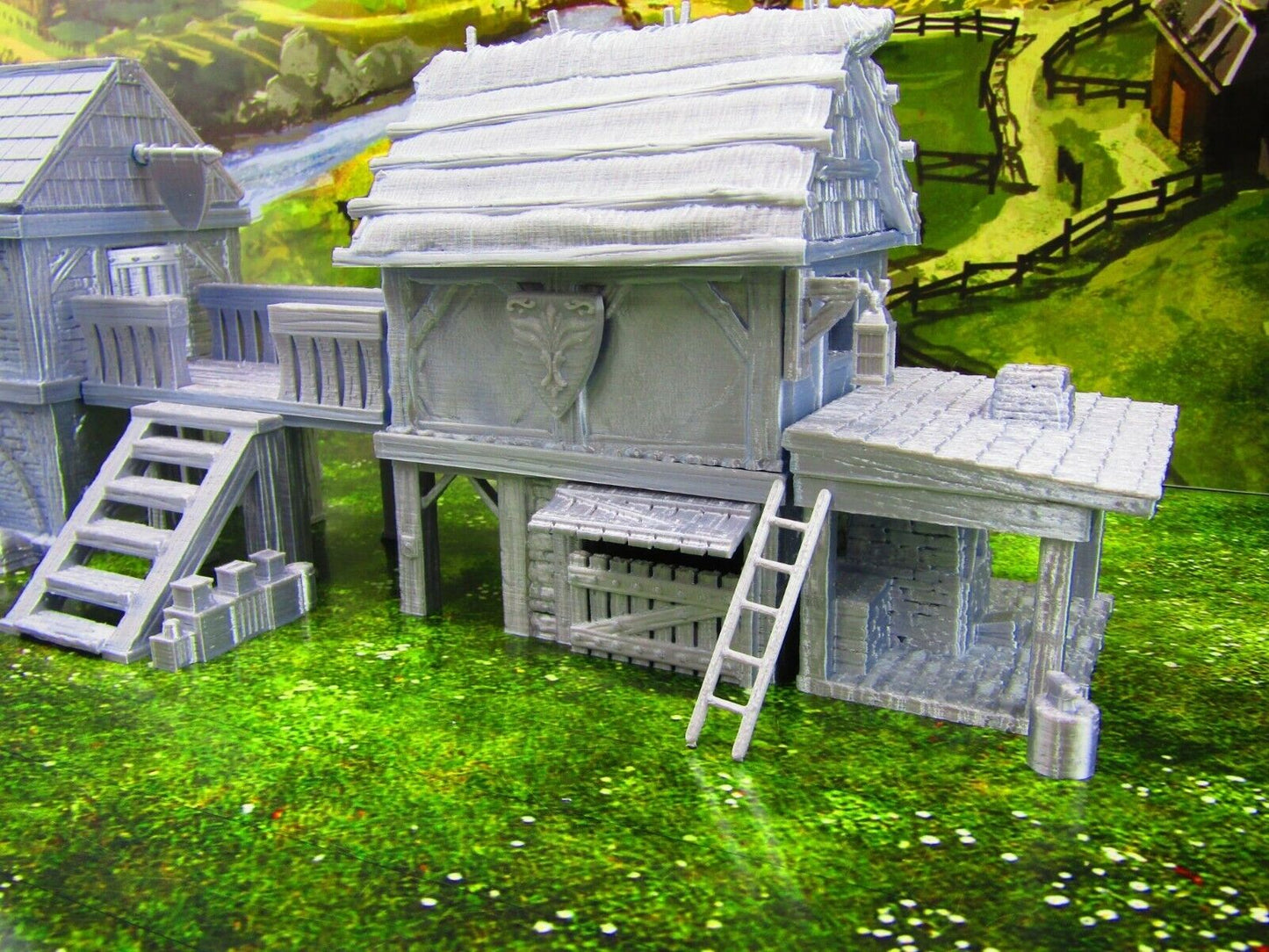 Village Center Mill, Stable, Blacksmith, & Shops Scatter Terrain Scenery 3D