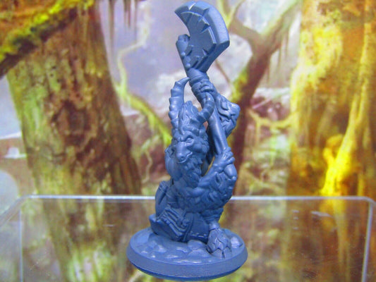 Goatman Fighter Warrior Soldier w/ Battleaxer Miniature Figure 3D Printed Model
