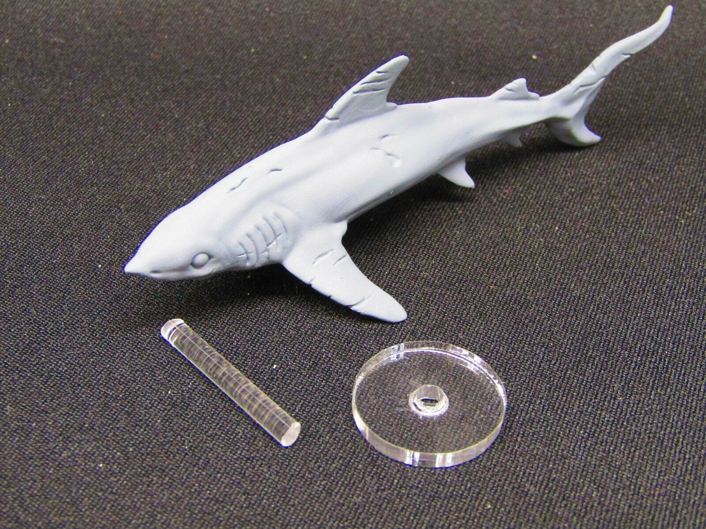 Scarred Battleworn Underwater Shark With Rod & Stand Mini Miniature 3D Printed