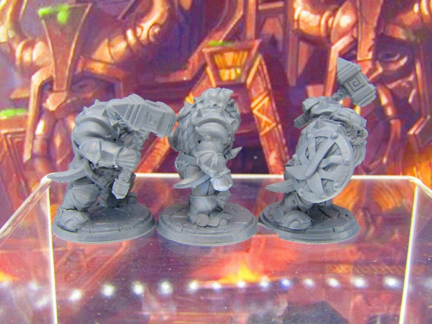 3pc Dwarf Fighter Soldiers w/ Hammers Mini Miniature Figure 3D Printed Model DnD