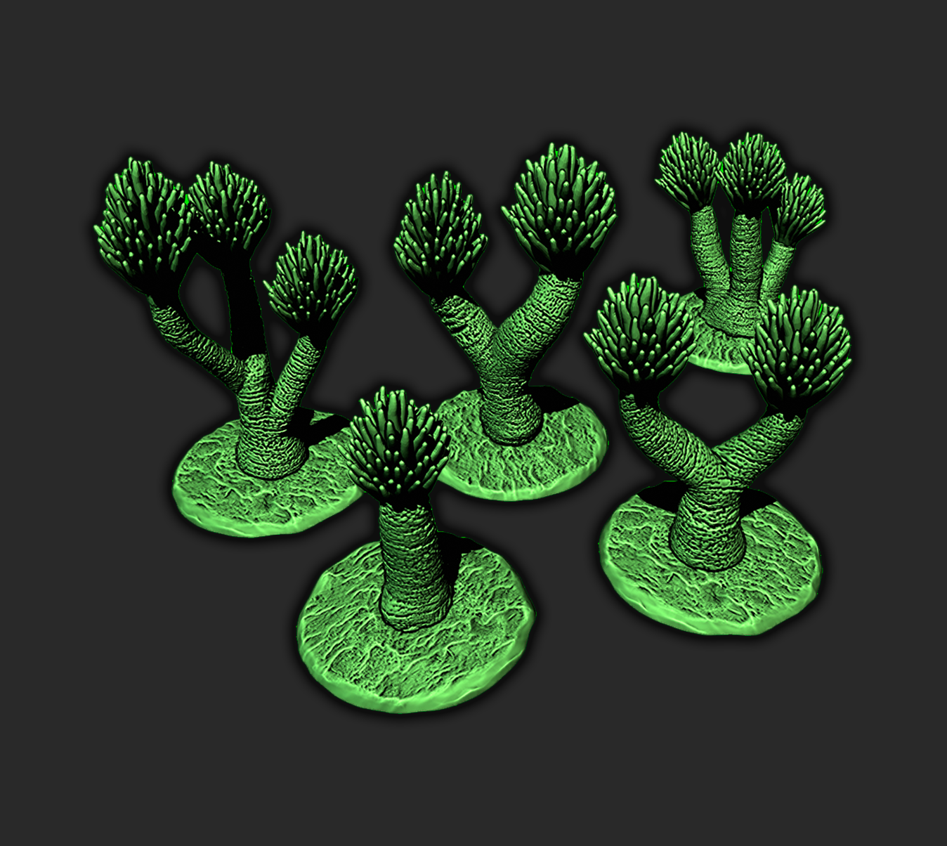 5 Piece Desert Yuca Tree Set Scatter Terrain Tabletop Scenery Dungeons & Dragons
