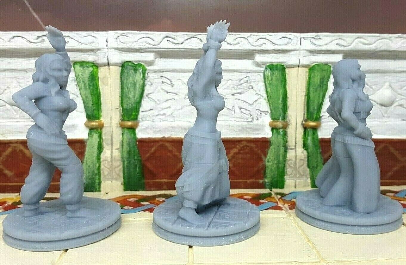 Set of 3 Egyptian Belly Dancers Mini Miniature Figure 28-32MM Resin Printed